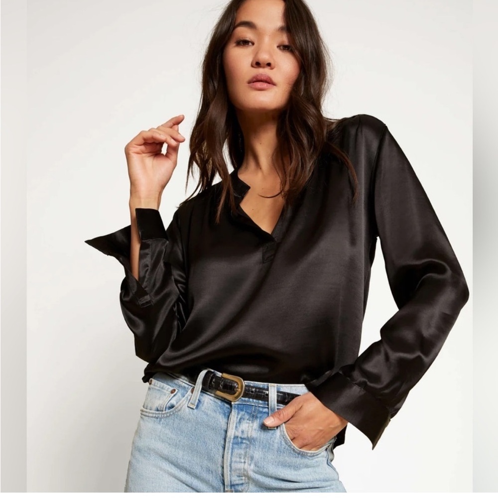 Nation Black Satin Blouse